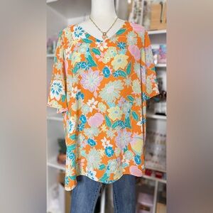 Floral Orange Kimono Top